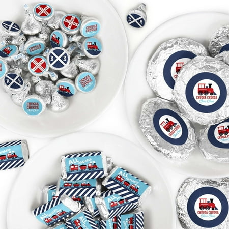 Big Dot of Happiness Railroad Party Crossing - Steam Train Birthday Party or Baby Shower Candy Favor Sticker Kit - 304 Pieces