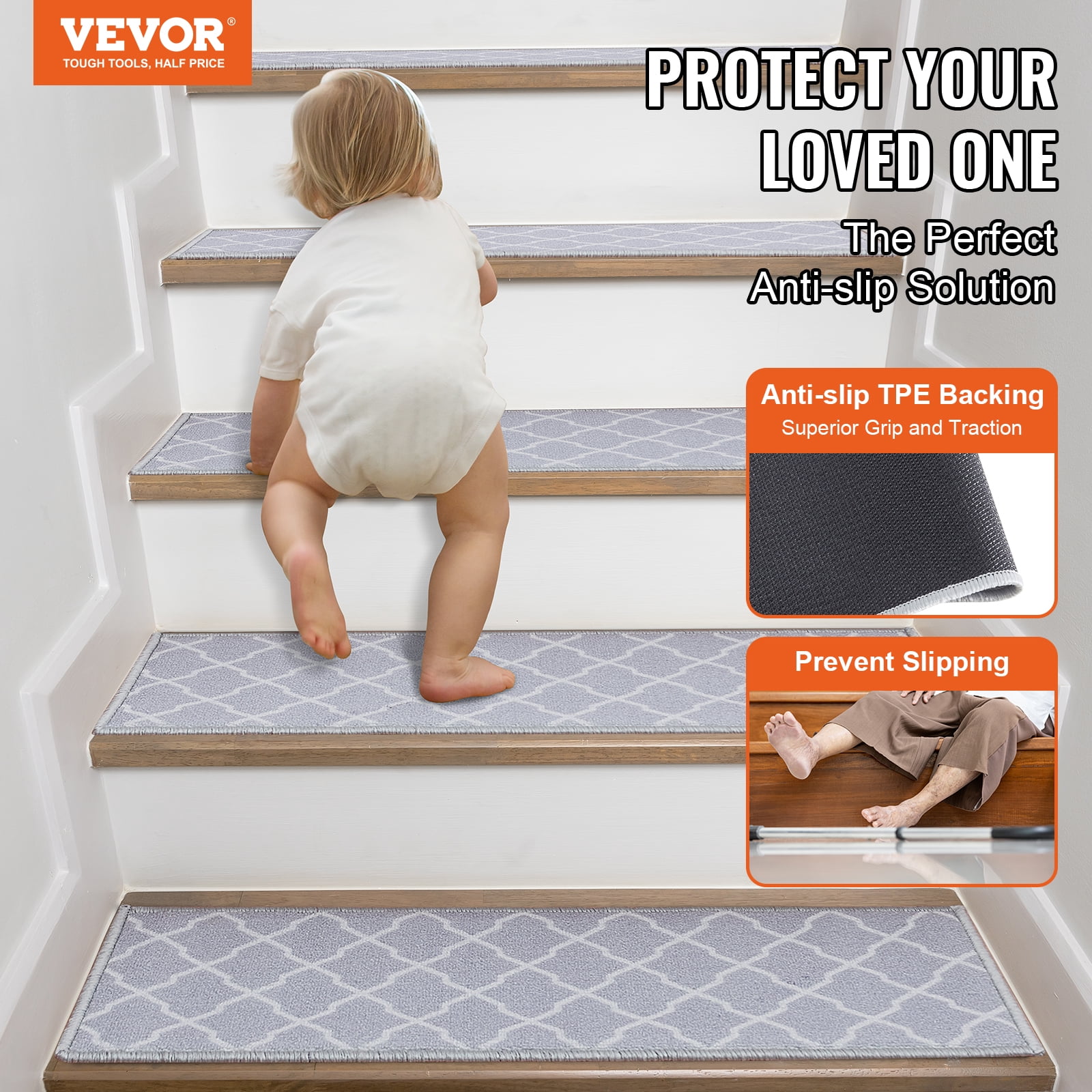 Lot De 15 Tapis D'escalier Antidérapants En TPR, 76 X 20 Cm, Motif