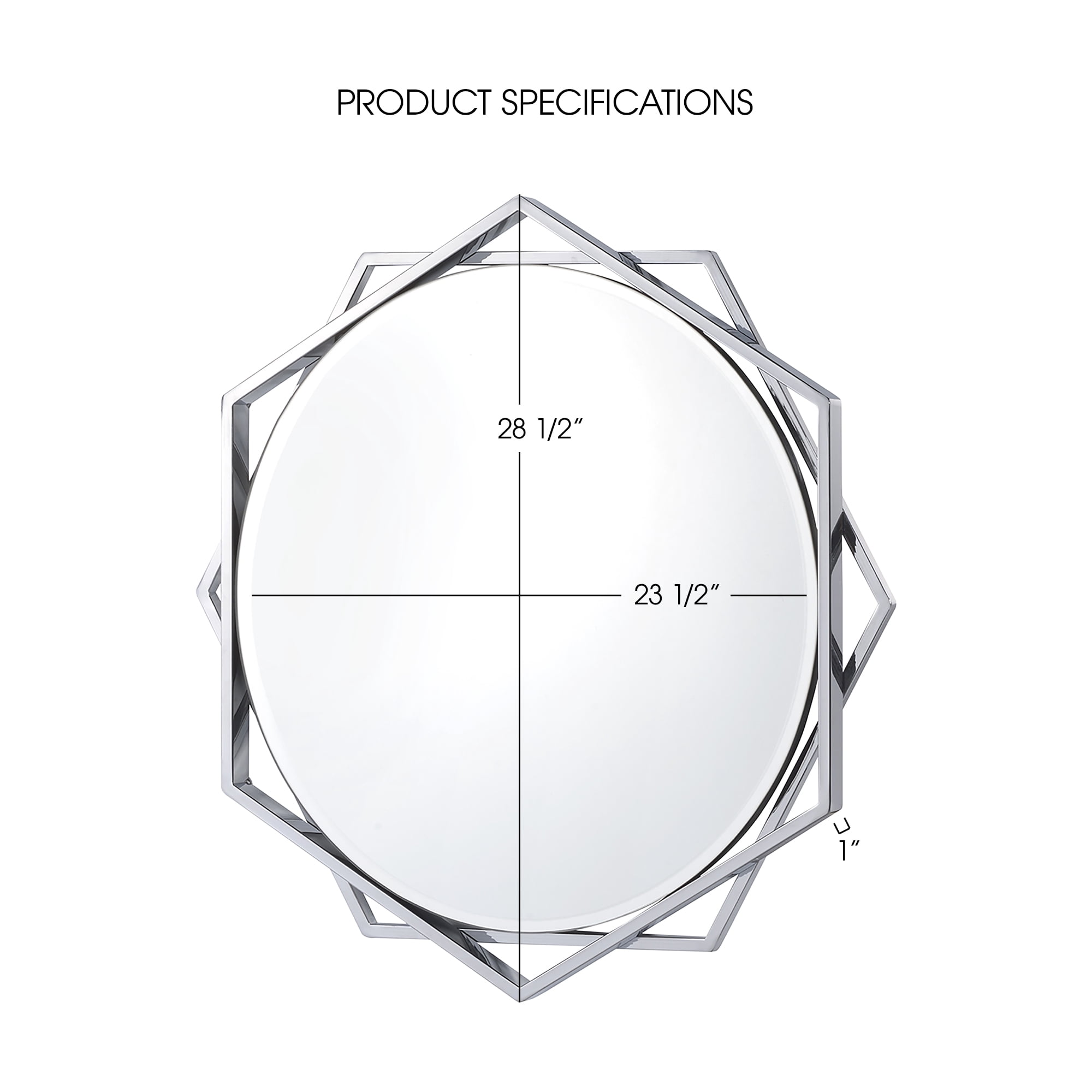 Furniture of America Aquila Contemporary 5mm Beveled Wall Mirror, Chrome