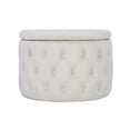 thumbnail image 4 of 22.8 '' Dia Velvet Round Storage Ottoman Button Tufted Footrest Stool Bench Coffee Table for Living Room White, 4 of 9