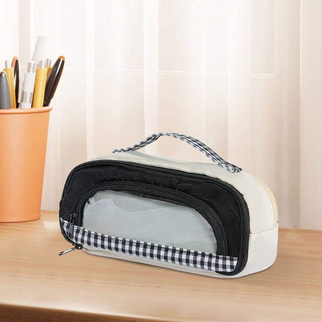 Estuche para lápices con ventana transparente | Organizador de almacenamiento multicapa | Estuche de gran capacidad para útiles escolares: bolígrafos, marcadores y tijeras