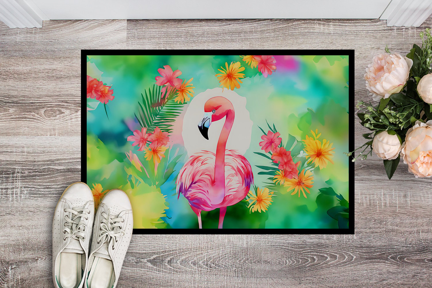 thumbnail image 2 of Carolines Treasures DAC3981JMAT 24 x 36 in.  Hippie Animal Flamingo Doormat, 2 of 5