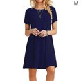 thumbnail image 1 of Vestido Mujer Verano Camiseta Larga Vestido De Manga Corta De Color Sólido, Azul Oscuro, M Methold AP001906-22, 1 of 4
