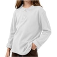 thumbnail image 3 of FAIWAD Girls Crew Neck Tops Long Sleeve Button up Shirts Basic Layering Top for Everyday Wear, 3 of 9