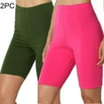 thumbnail image 2 of Luxalzxs 2PC Biker Shorts Women Fashion Solid Color High Waist Workout Leggings Yoga Sport Elastic Quarter Pants Shorts Gym Athletic Fitness Running Leggings, 2 of 5