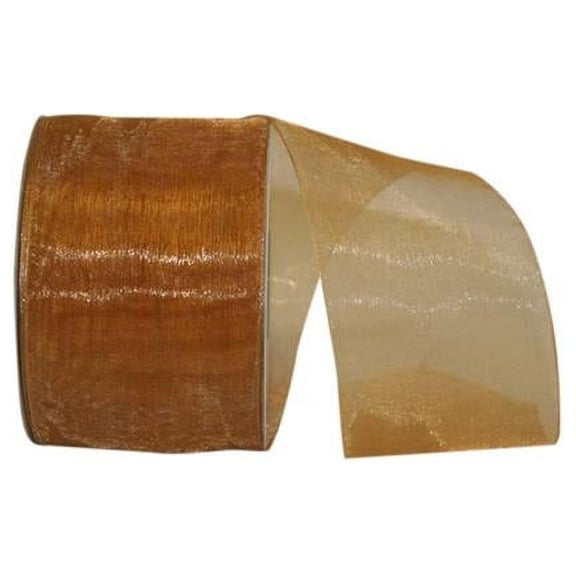 Reliant Ribbon - 25621-928-40K, Sheer With Filiment Edges Ribbon, Old Gold, 2-1/2 Inch, 50 Yards