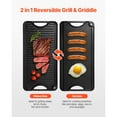 thumbnail image 2 of KFFKFF Switchable Grill/Griddle, Cast Iron Material, 20x10 inch, Pre-Treated, Compact Rectangular Design with Handle, Suitable for Indoor/Outdoor Cooking, Stove Top Burner, Gas, Camping BBQ, Black, 2 of 9