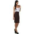thumbnail image 4 of Petite High Waist Stretch Pencil Skirt with Shirred Waist Detail - Brown - Medium, 4 of 4