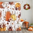 thumbnail image 2 of Shower Curtain 36"W x 72"L Fall Autumn Leaves Flowers Pumpkins Fabric Shower Curtains Set with Hooks Water Repellent Bathroom Curtains Machine Washable Bathroom Accessories, 2 of 6