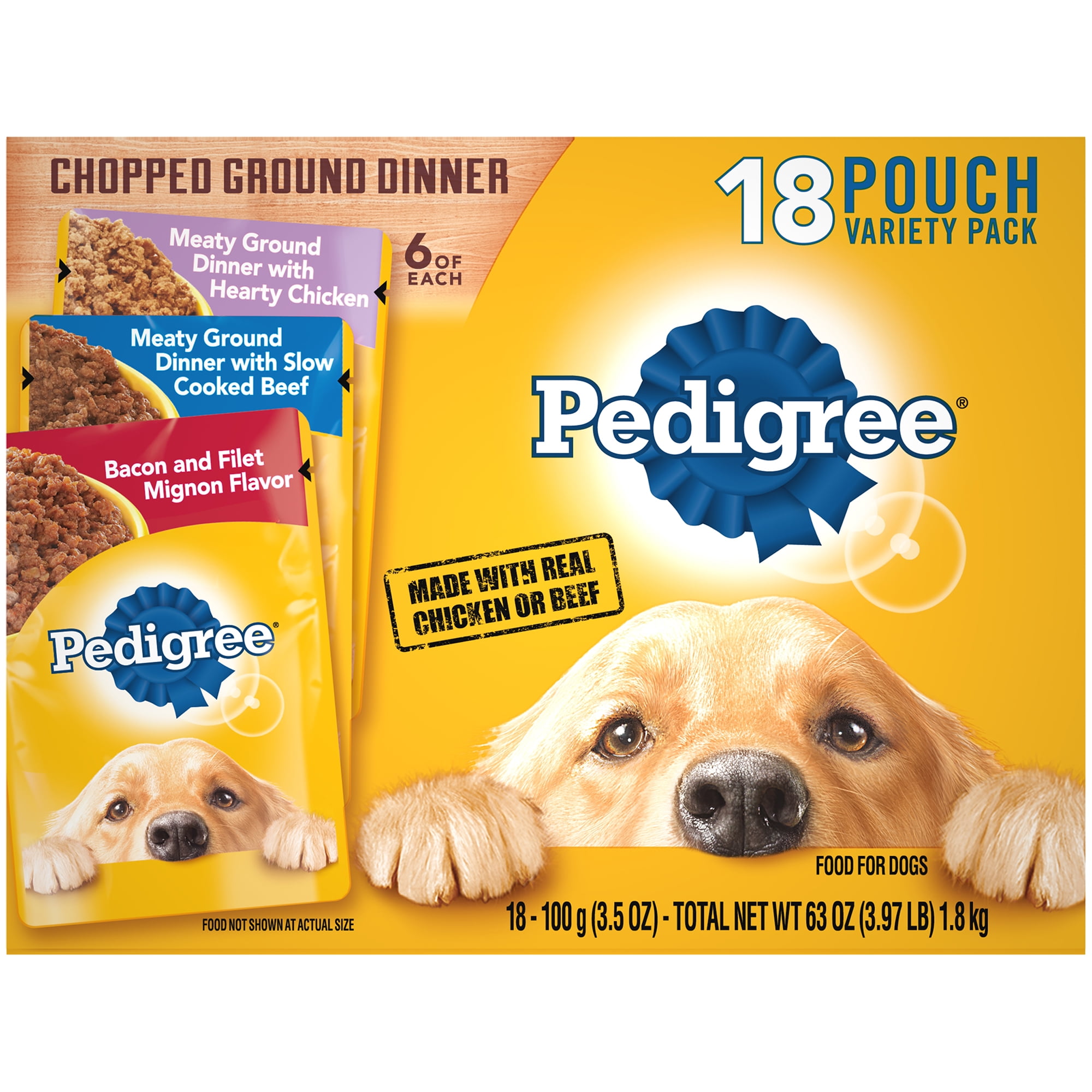 Photo 1 of Pedigree Chopped Ground Dinner Variety Pack With Chicken, Filet Mignon & Beef Wet Dog Food
10/22