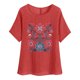thumbnail image 1 of Camiseta de Mujer Camiseta de Manga Corta Impresión Casual Raglan Suelto de Lino Top Blusas, Cuello de la Tripulación, 1 of 4