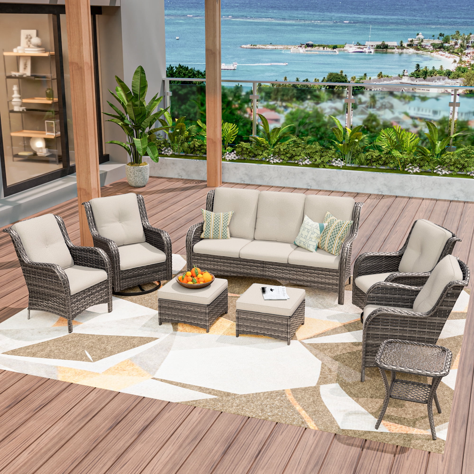 4 Inch Outdoor Cushions, Suitable for Patio Furniture, Water-Resistant & Fade-Resistant, 1 Set, Beige