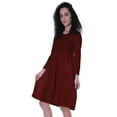 thumbnail image 4 of Moomaya Womens Full Sleeves Gathered Waist Dress Casual Relaxed Fit Swing Dresses w/ Pockets, 4 of 8