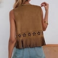 thumbnail image 4 of Women's Tassel Fringe Vest Sleeveless 70s Hippie Trim Western Cowgirl Jacket Open Front Country Concert Cardigan, 4 of 7