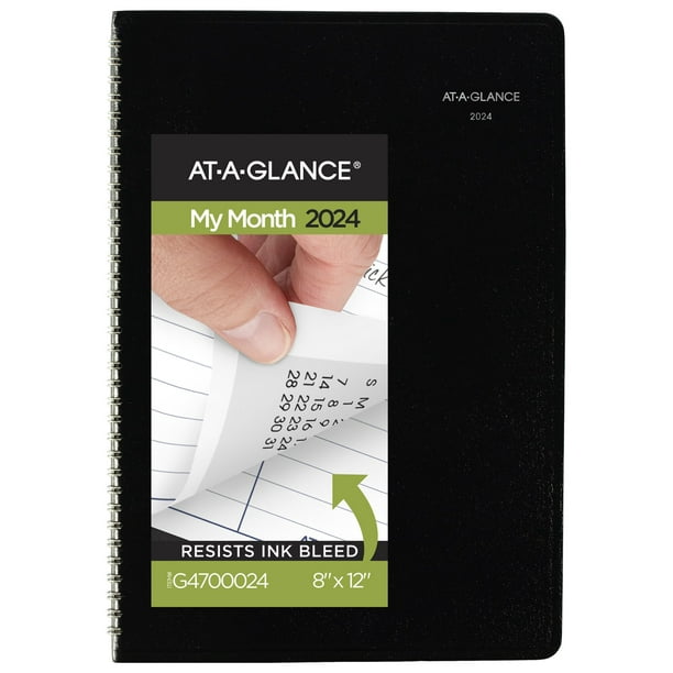 ATAGLANCE DayMinder 2024 Monthly Planner Black Large 8 x 12 Monthly