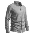 thumbnail image 6 of Linen Shirts for Men Long Sleeve, Casual Summer Button Down Shirt Tops, Fashionable Loose Breathable Solid Color, Grey l, 6 of 6