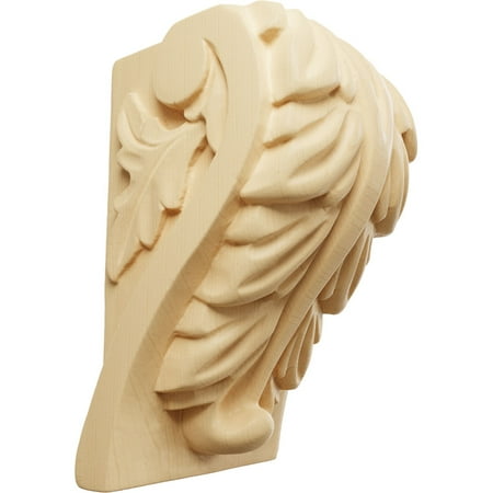 Ekena Millwork 2 1/2"W x 2 1/4"D x 4"H Small Acanthus Leaf Block Corbel, Maple