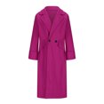 thumbnail image 5 of Lovskoo Womens Winter Coats Elegant Pea Coat Notched Lapel Collar Double Breasted Long Sleeve Wool Blend Overcoat Hot Pink, 5 of 8