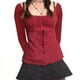 thumbnail image 1 of Top Vintage Estético para Mujer, de Larga, Ajustado con Ribete de Encaje, Estilo Y2K, con Estampado Gráfico de Hadas y Estilo Grunge, Ropa de Calle. Rojo S, 1 of 5