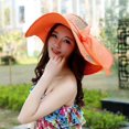 thumbnail image 4 of Women Big Bowknot Floppy Sun Hat Foldable Straw Wide Brim Summer Beach Cap, 4 of 5