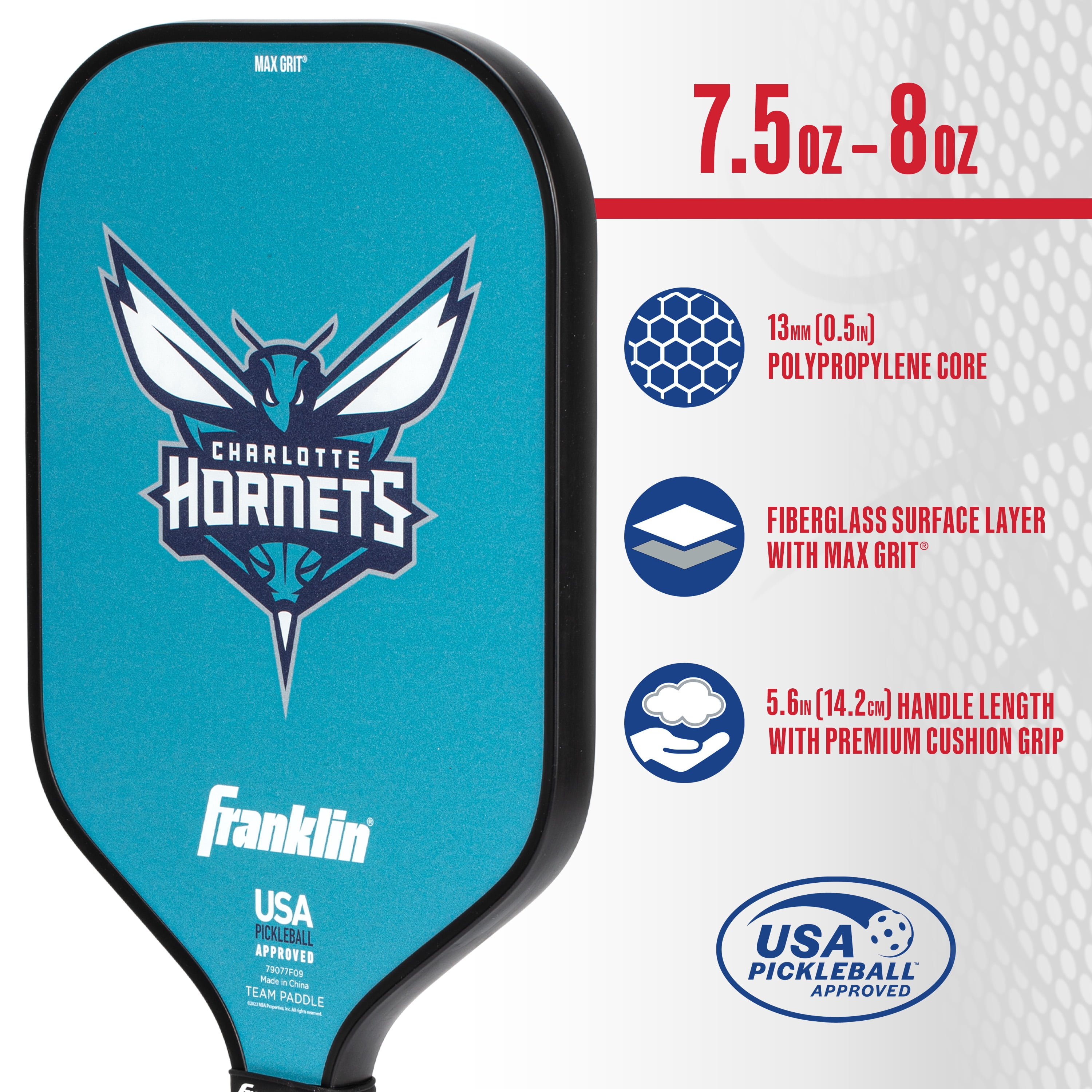 Franklin Sports NBA Charlotte Hornets Pickleball Paddle - Official NBA Team Pickleball Paddles - USAP (USAPA) Approved Premium Quality Pickleball Paddles - Authentic Team Logos + Colors