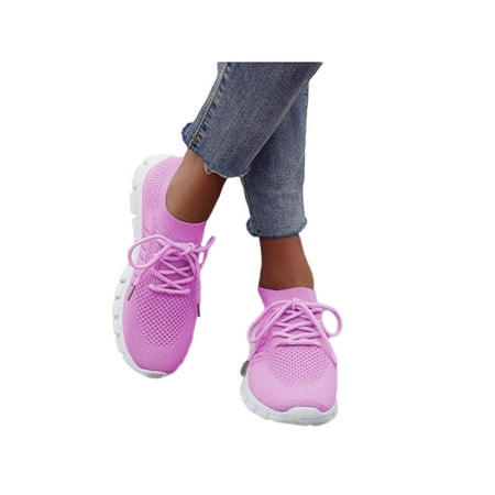 

Gomelly Women Flats Comfort Sneakers Slip On Casual Shoe Non-slip Walking Shoes Ladies Womens Sock Sneaker Purple 7