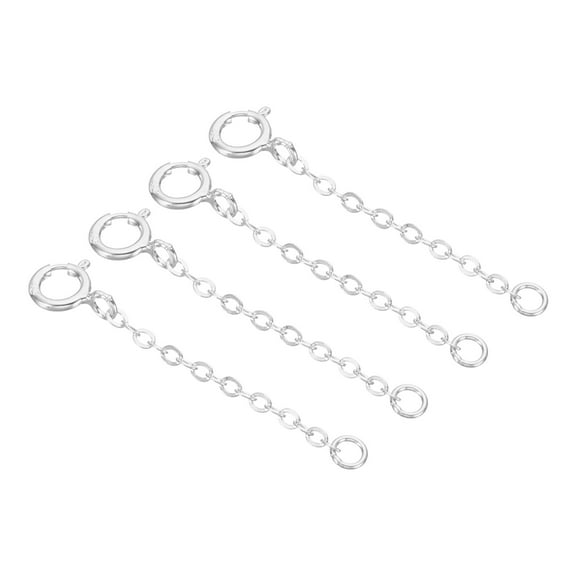 Uxcell 1 Inch S925 Silver Necklace Extender, 4 Pack Gold Plated Chain Extenders Extension, Platinum