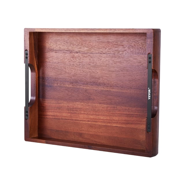 Bandeja de madera VEVOR de madera de acacia con asas, 43 x 31 x 5 cm