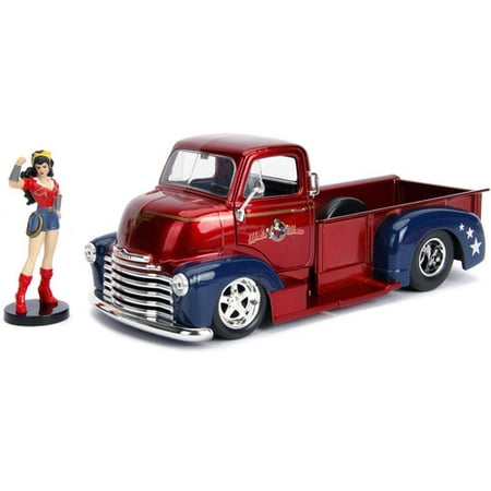 DC Comics Bombshells Wonder Woman & 1952 Chevy COE Pickup Die-castCar, 1:24 Scale Vehicle & 2.75 Collectible (Best Year Chevy Pickup)