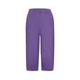 thumbnail image 4 of Vivianyo HD Women's Capri Pants for Summer Clearance Fashion Women Summer Casual Loose Pockest Elastic Waist Trousers Capris Pants, 4 of 5