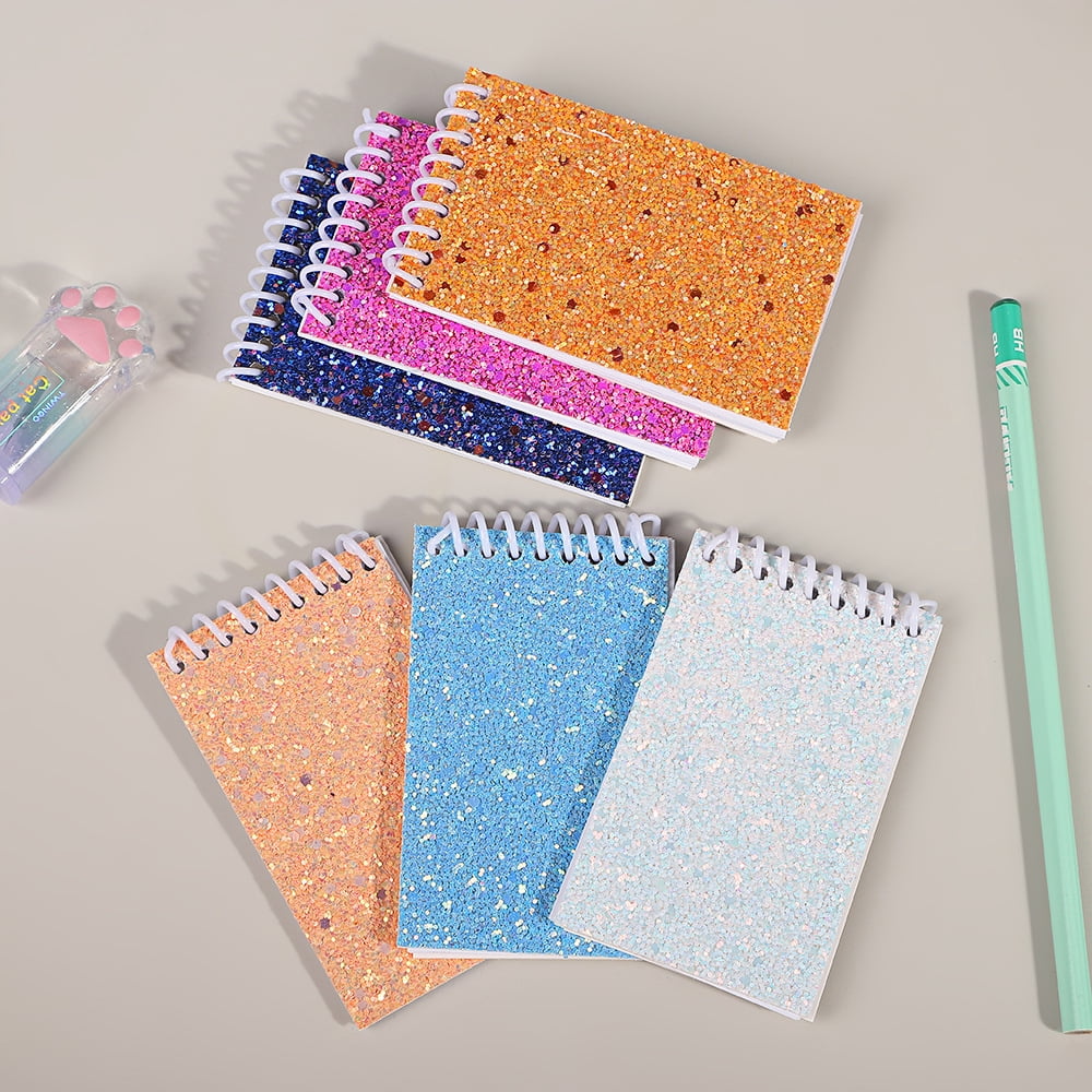 WEUVEB 6-Pack Spiral Notebooks with Vibrant Sequin Covers, Blank Pages for Journaling, Writing, and Note Taking
