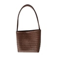 thumbnail image 2 of Woven Tote Bag Leather Bucket Bags for Women Summer Hobo Handbag Beach Vacation Purse Vintage Shoulder Bag for Travel, 2 of 7