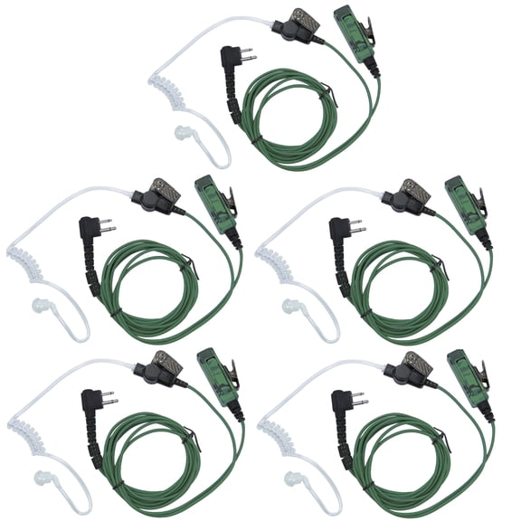 MaximalPower Camouflage Surveillance Earpiece (5-Pack) - M1 2-Pin PTT Mic for Motorola CP200 CLS1110 CLS1410 GP300 Walkie Talkies