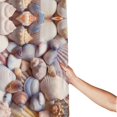 thumbnail image 3 of Shower Curtain, Sea Shells Waterproof Fabric Plastic Shower Curtain, Drying Fast Bathroom Curtain with 9 Buttonholes, Ruffle Shower Curtain 60x72in, 3 of 8