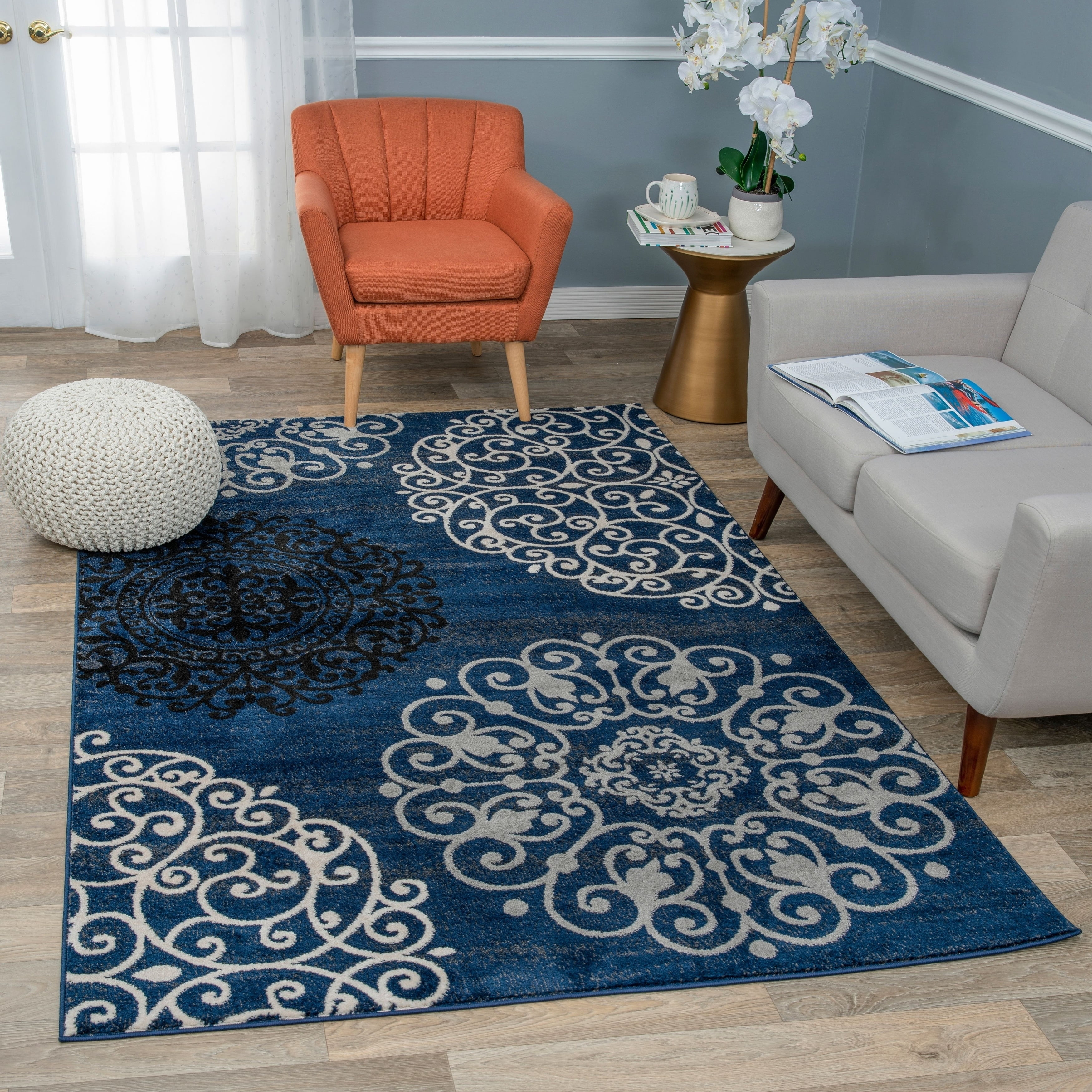 Contemporary Modern Floral Area Rug 9' x 12' Navy Walmart Canada