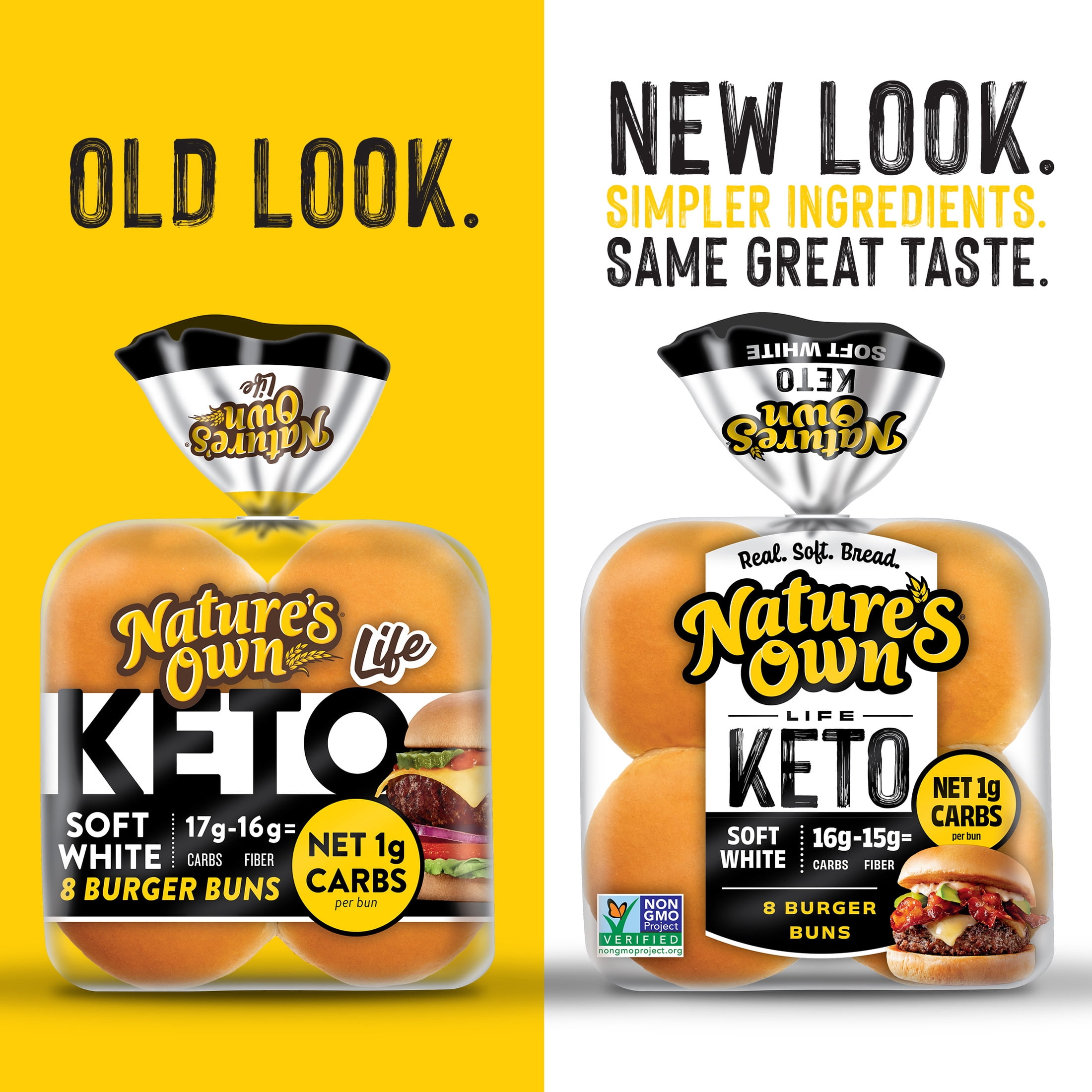 Nature's Own Life Keto Soft White Burger Buns, Keto Hamburger Buns, Keto Bread Buns, 8 Count