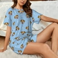 thumbnail image 4 of Haiem Terrier Pattern Pajama Set for Women 2 Piece Lounge Set Short Sleeve Tops and Shorts Soft Sleepwear-Small, 4 of 7
