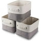 thumbnail image 1 of Juego de 3 cestas de almacenamiento pequeñas, cajas de almacenamiento de tela con asa para estantes, armarios, juguetes plegables, gris y blanco, 1 of 8