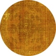 thumbnail image 1 of Ahgly Company Machine Washable Indoor Round Oriental Yellow Industrial Area Rugs, 4' Round, 1 of 4