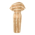 thumbnail image 4 of Ladies Sexy Slant Collar Off Shoulder Waist Striped Irregular Slit Dress, 4 of 5