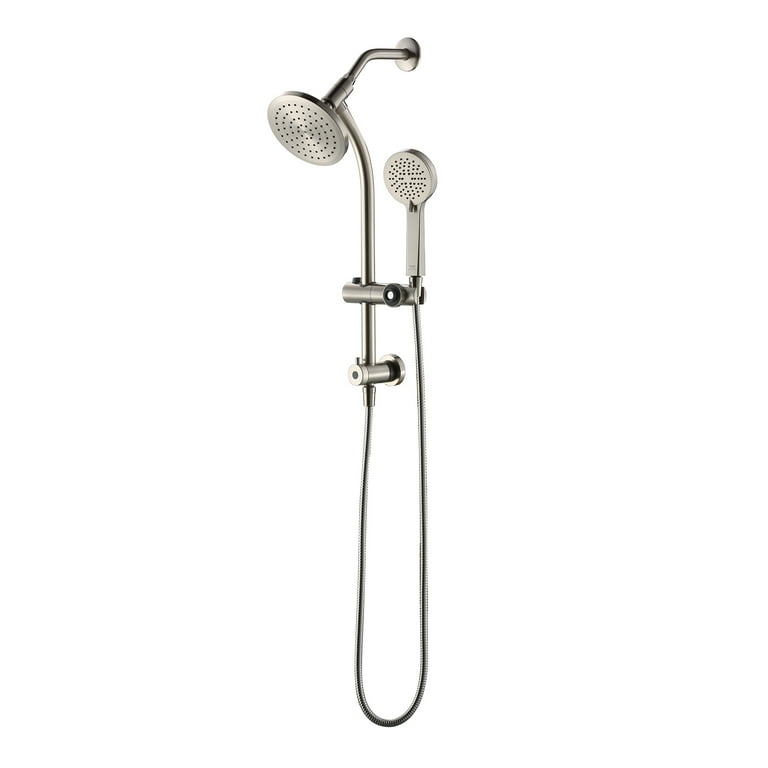 Shower Slide Bar & Handheld Shower Head Combo Kit - Brushed Nickel, 5-Function Spray, Adjustable Height, 59" Hose 3 thumbnail image