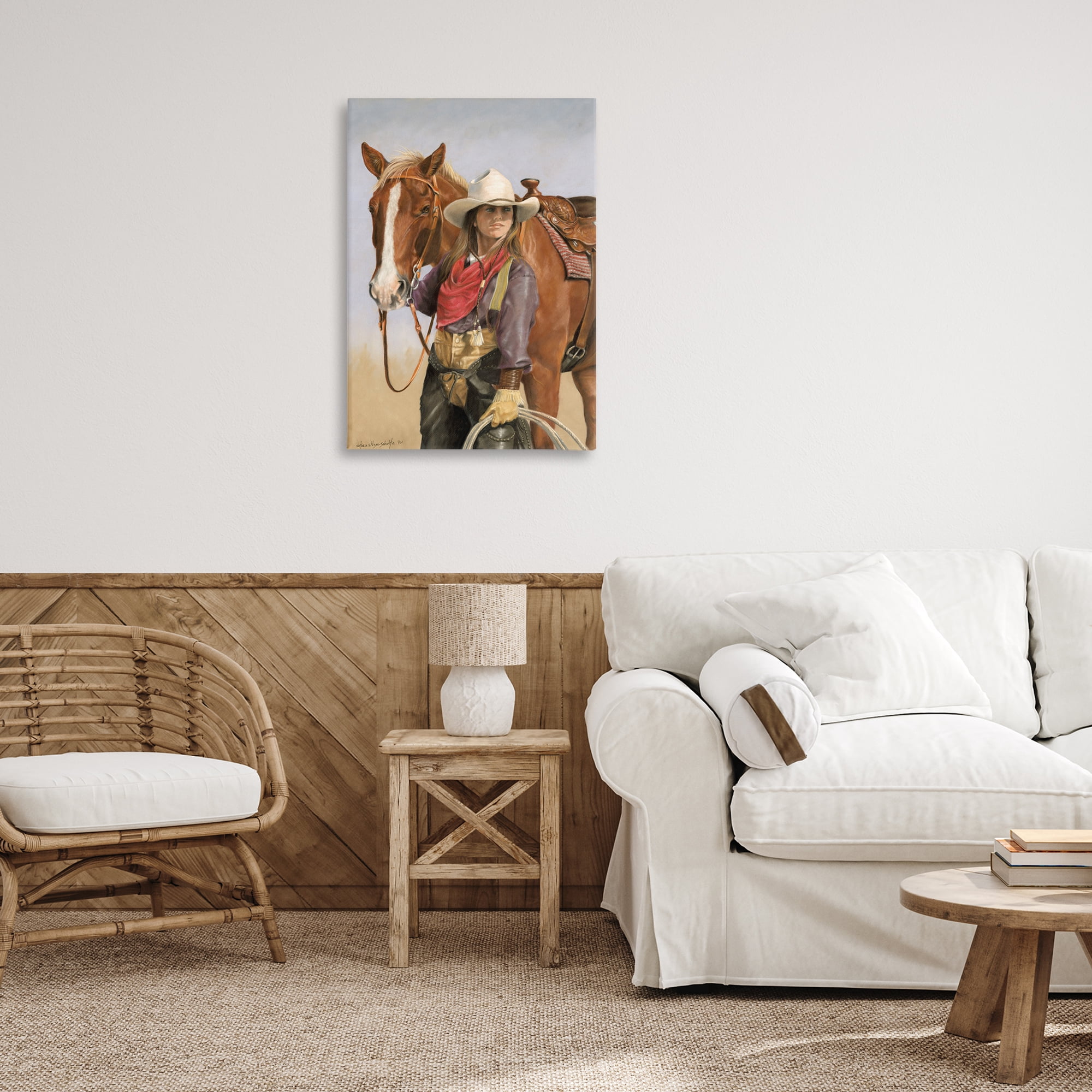 Stupell Industries Powerful Female Cowgirl Animals & Insects Painting Gallery Wrapped Canvas Art Print Wall Art, 20 x 30