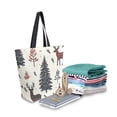 thumbnail image 2 of FORMRS Womens Canvas Tote Bag with Zipper Inner Pocket Shoulder Handbag, Beige Christmas Forest, 2 of 7