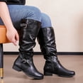 thumbnail image 6 of Love Steetly Women's Extra Wide Calf Knee High Boots, Slouched Shaft Tall Boots, Dual Antique Buckles, Low Stacked Heel Side Zipper Riding Boots., 6 of 7