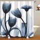 thumbnail image 2 of Elegante Flor de tulipán azul Tela de poliéster Cortina de ducha Decoración de diseñador Cortina de baño Colección de flores de acuarela Impresión digital 180 x 180 cm JAMW Sencillez, 2 of 5