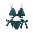 thumbnail image 4 of Conjunto de ropa interior de encaje floral encantador para mujer, regalo de lencería de bragas de malla, verde oscuro, L Guardurnaity XX000194-15, 4 of 7