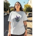 thumbnail image 3 of T Shirts for Women Short Sleeve Cotton Crewneck T-Shirt, Lavender Purple Plant Embroidery Style Tee Tops Casual Basic T-Shirts, XS-5XL White XS, 3 of 7
