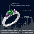 thumbnail image 2 of Gem Stone King 1.34 Cttw Green Simulated Emerald and Purple Amethyst 3-Stone Ring for Women Set in 925 Sterling Silver | Gemstone Birthstone | Available in Size 5,6,7,8,9, 2 of 5