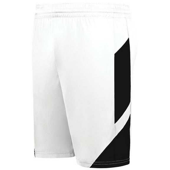 Augusta Sportswear  Youth Step-Back Modern Fit Basketball Shorts, White & Black - Extra Large