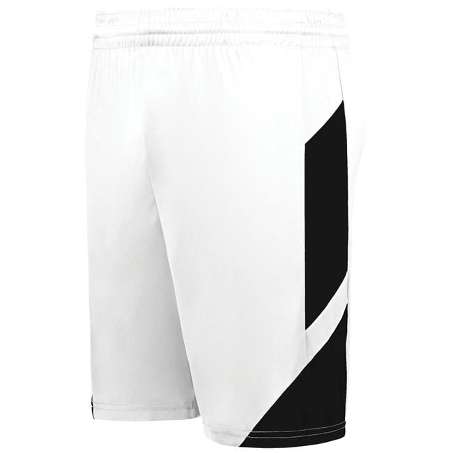 Augusta Sportswear 1737.226.S Youth Step-Back Modern Fit Basketball Shorts White & Black - Small